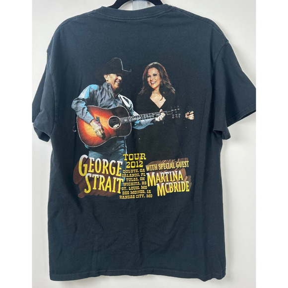 George Straight And Martina McBride Concert Shirt 2012 Tour Sz L Large Black A7 - Picture 3 of 6